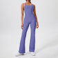 Ultra-Soft Snug-Fit Cross Back Flare Pants Jumpsuits