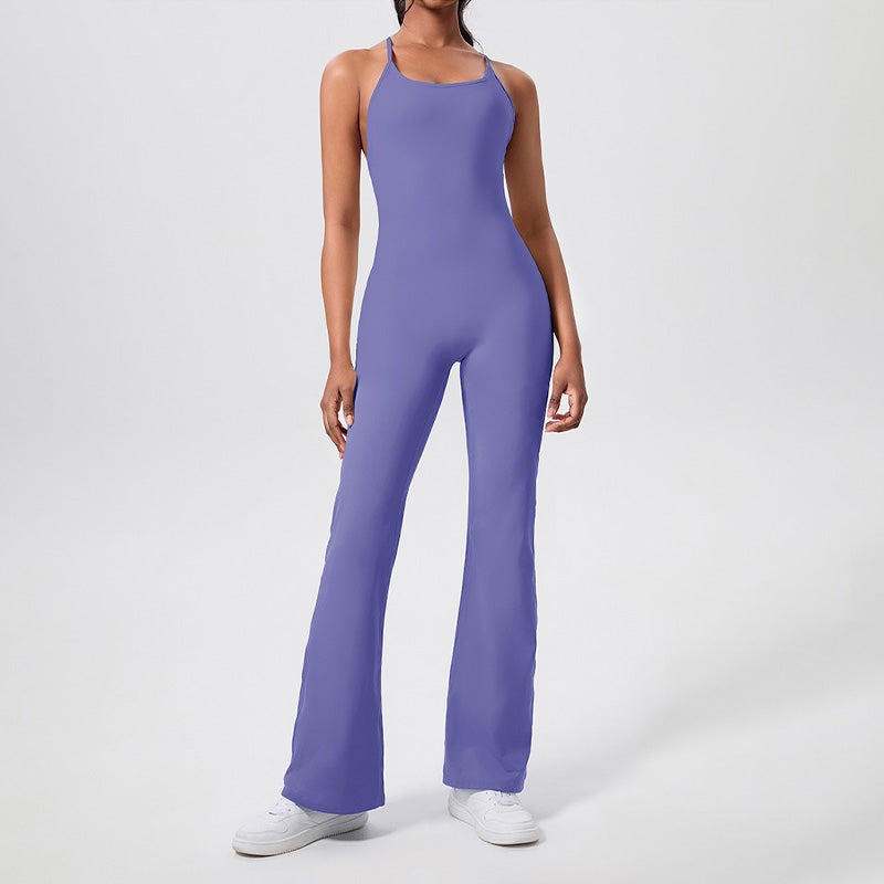 Ultra-Soft Snug-Fit Cross Back Flare Pants Jumpsuits