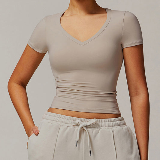 Quick-Dry and Brushed Short-sleeved Sports Yoga Top