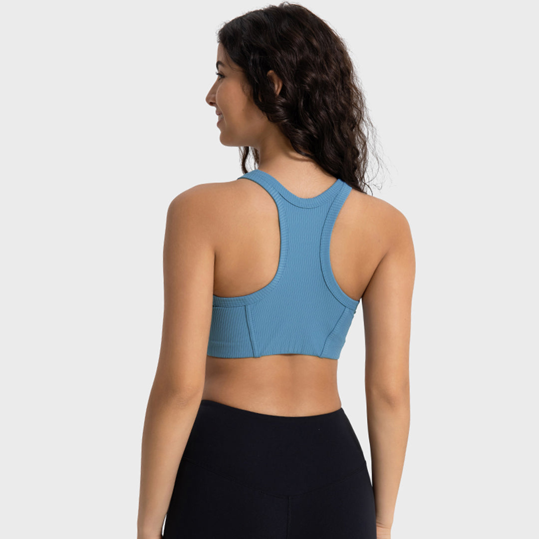 High neck stretch sports bras