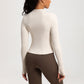 Sliming Stand Collar Long Sleeve Half Zipper Yoga Top