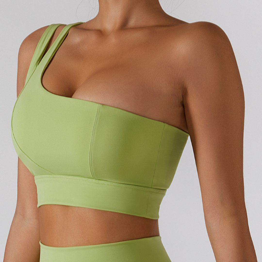 High Resilience One Shoulder Quick-Dry Sports Gym Bra