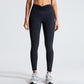 High-waisted tummy tucked athletic leggings