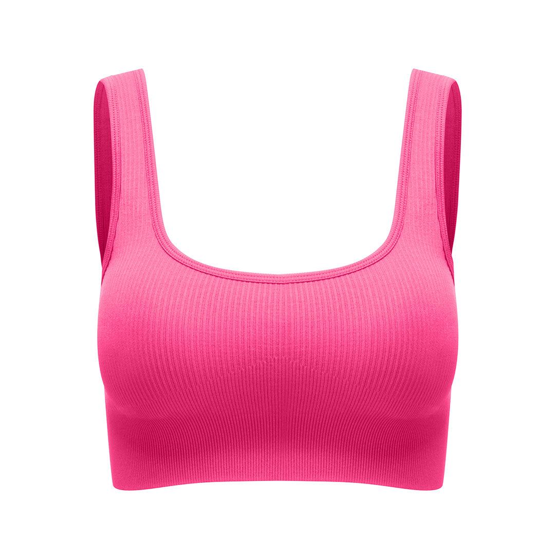 Solid wide straps, square neck sports bra