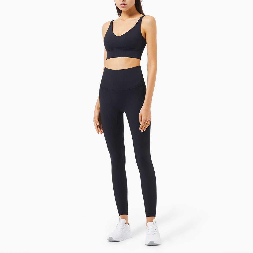 Solid color sports bra + Legging two-piece set