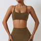 Solid color thin suspender back cross sport bra