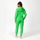 Solid color hooded drawstring sweatshirt and pants set