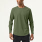 Men's solid color round neck long sleeved sports top