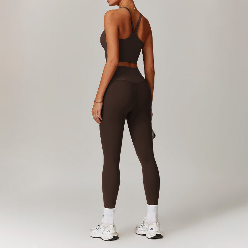 Fitness Thin straps Top & High-waisted Leggings 2-pieces Set