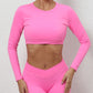 Long-sleeved backless cropped sports top