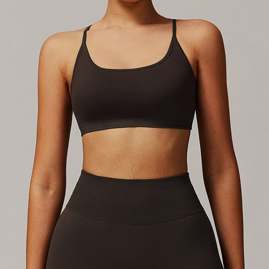 Seamless U Neck Cross Back Quick-Dry Sports Bra