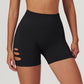 Ultra-Soft Seamless High Waist Ripped Hole Shorts