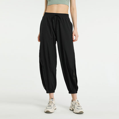 Solid loose lace-up jogging pants