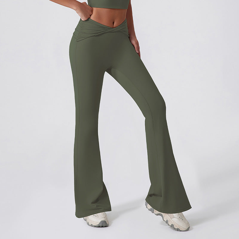 Tight Nude High Waist Yoga Flare Pants