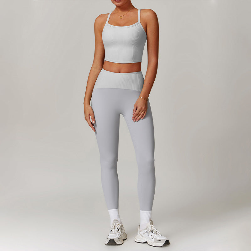 Fitness Thin straps Top & High-waisted Leggings 2-pieces Set