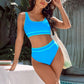 Contrast Trimmed U Neck High Waist Bikini