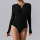 One piece long sleeved Full zipper sports Bodysuit