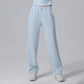 High Waisted Loose Drawstring Straight Leg Full-Length Pants