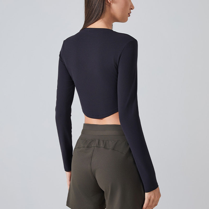 Nude Breathable Outdoor Long Sleeve Crop Top