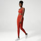 Back crossover solid sports bra + pants two-piece set