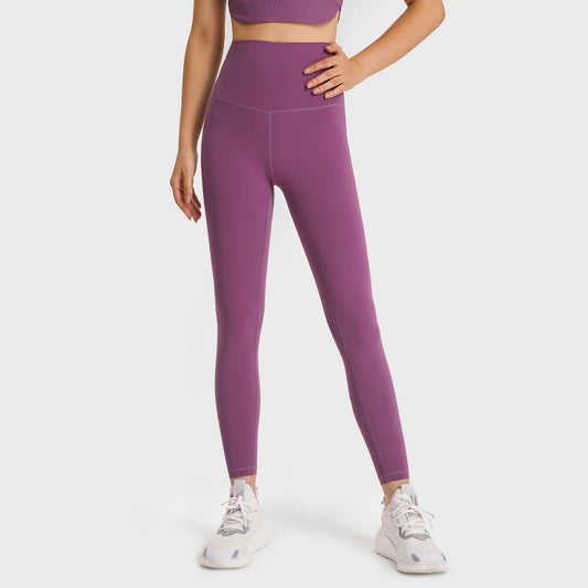 Legging de yoga de sport de couleur unie taille haute