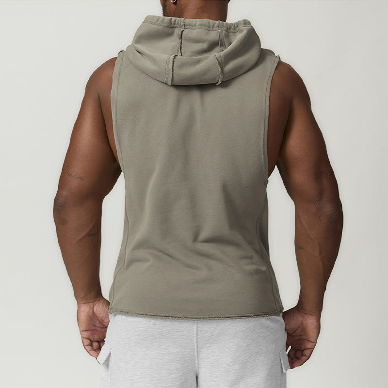 Men's hooded sports casual fitness sleeveless sweatshirt