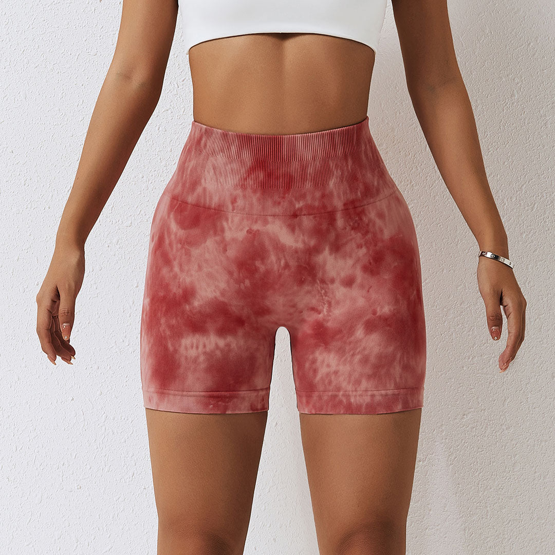 Tie dye seamless hip lift sport shorts