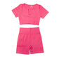 Quick-drying threaded seamless short sleeve two-piece set