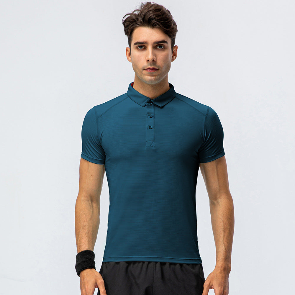 Men's solid color breathable sports polo shirt