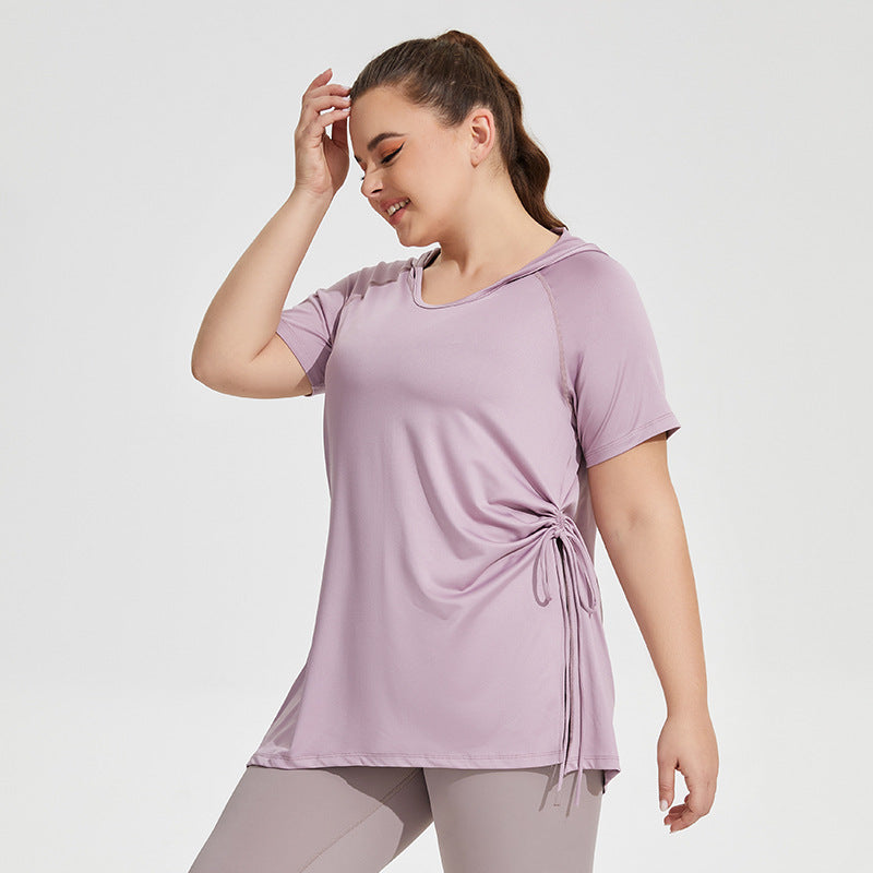 Plus Size solid side strappy sports top