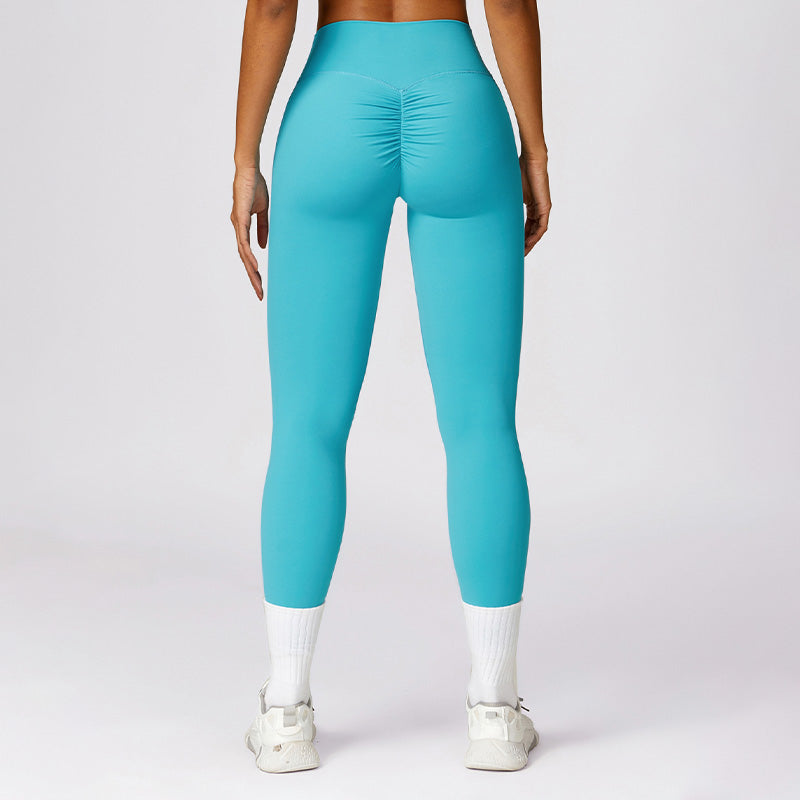 Solid high-waisted hip-lifting athletic leggings