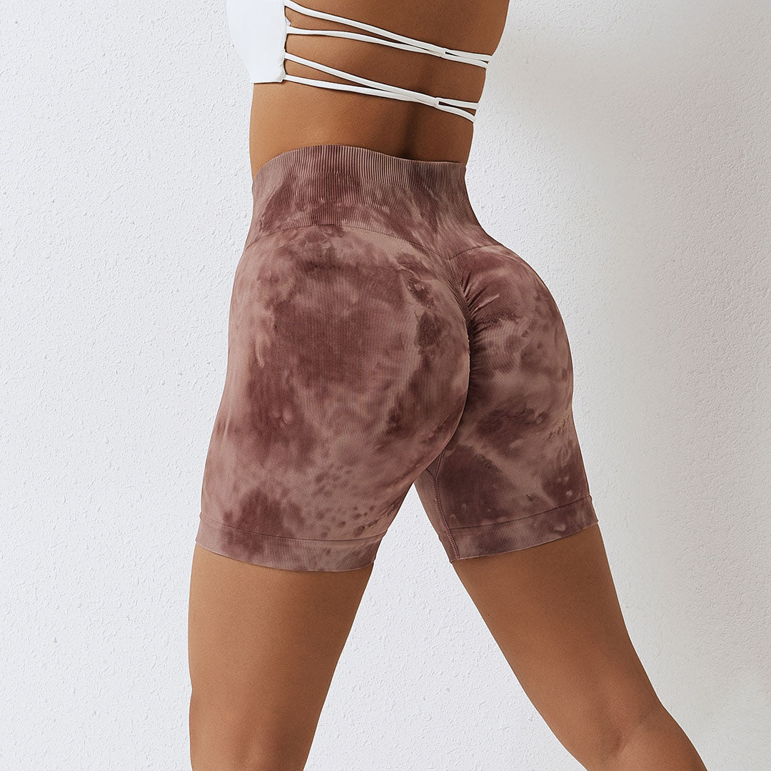 Tie dye seamless hip lift sport shorts