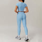 Quick-Dry Short sleeve sports crop top + High-waist legging 2-piece set