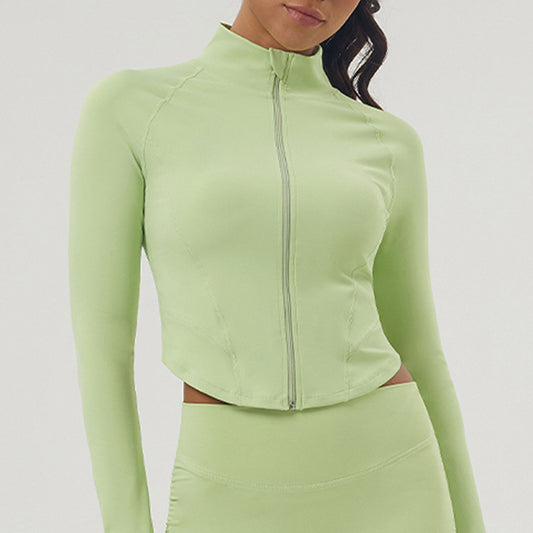 stand collar slim fit yoga jacket