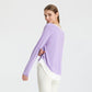 Solid loose long-sleeved paneled T-shirt