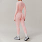 Quick Drying Zip Sports Jacket+High-waisted Hip-lifting Running Leggings