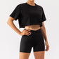 Solid color cropped sports T-shirt