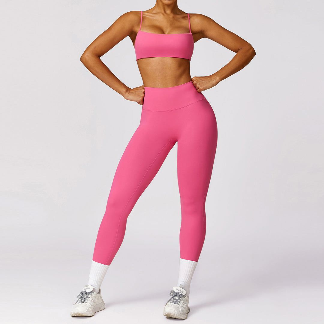 Ensembles de sport soutien-gorge et leggings moulants couleur chair à séchage rapide