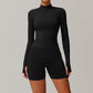 Quick Drying Zip Sports Jacket+Seamless Skinny High Waisted Yoga Shorts