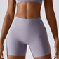 Solid color high-waisted sports shorts