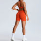 Seamless Cross Back Sports Bra + High Waist Shorts Set