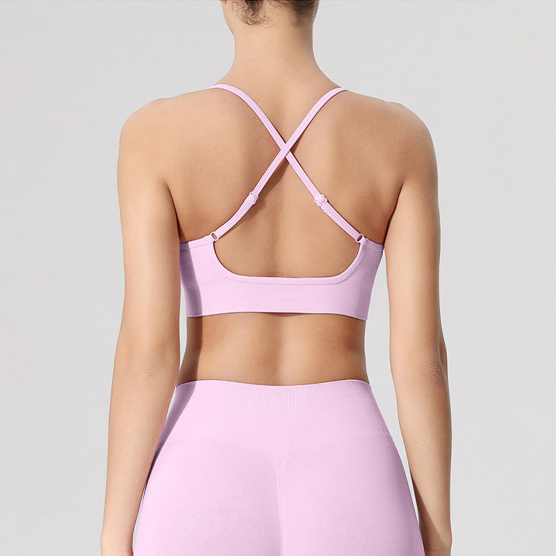 Ultra-Soft Breathable Cross Back Thin Straps Sports Bra