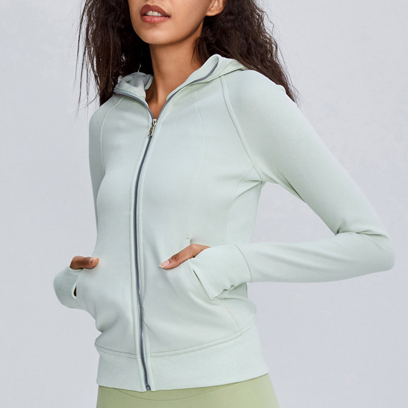 Casual Pocket Zip Sports Hooded Jacket