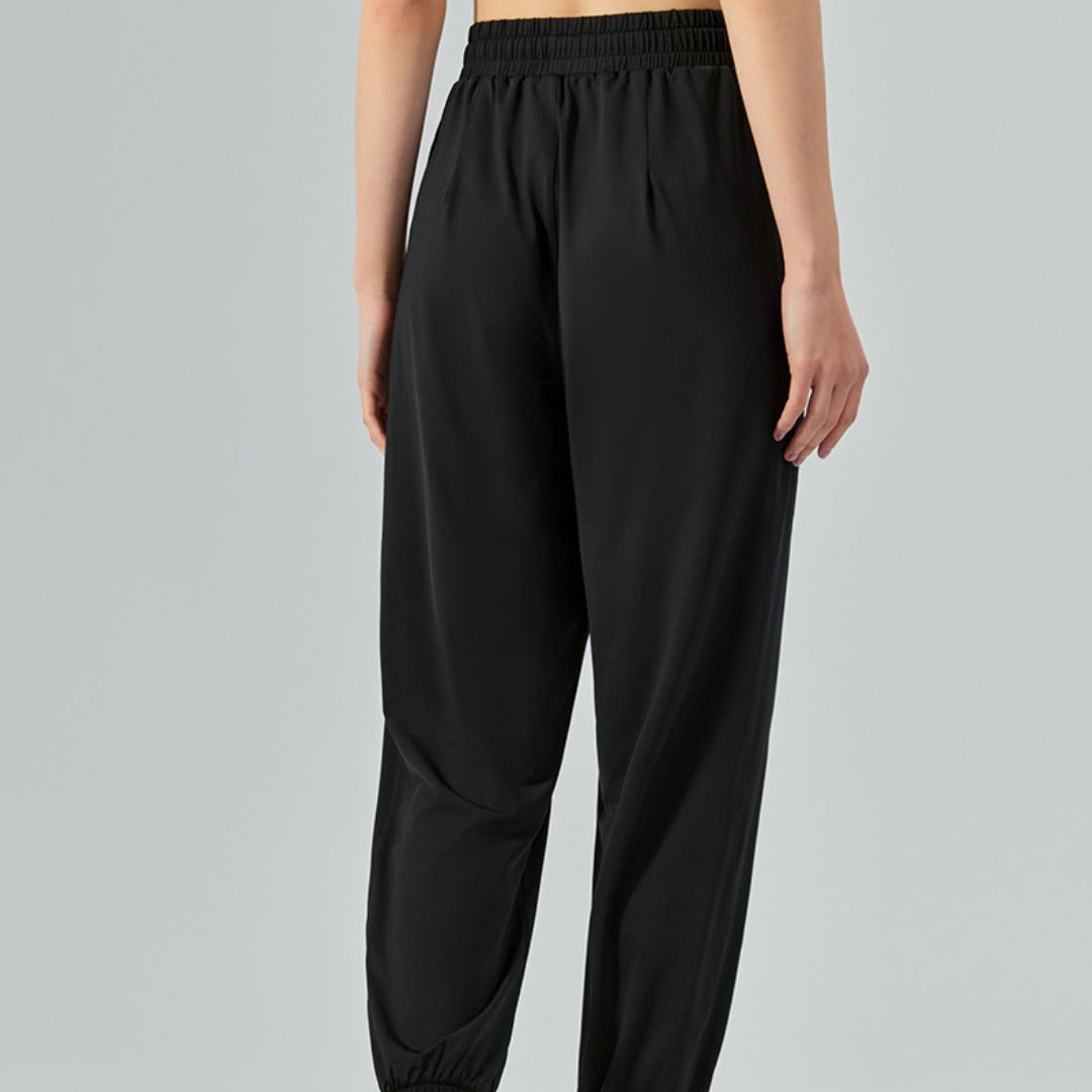 Solid loose lace-up jogging pants