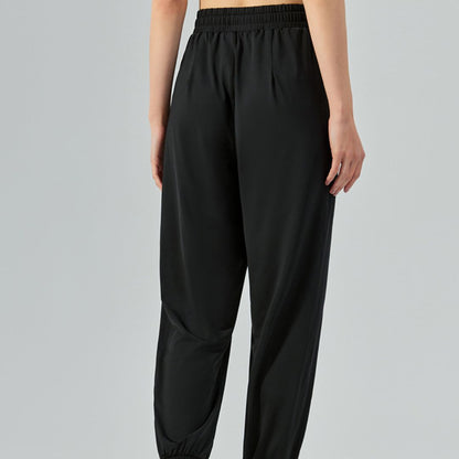 Solid loose lace-up jogging pants