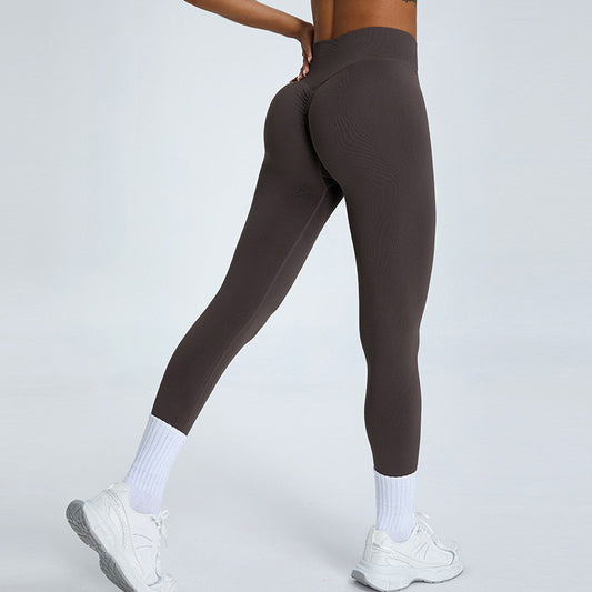 Seamless fitness hip lift running leggings