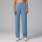 High Waisted Loose Drawstring Straight Leg Full-Length Pants