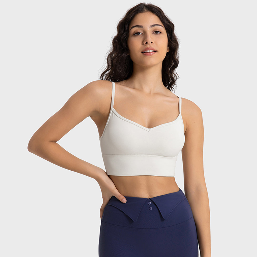 Moisture-wicking V-neck sports bras