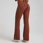 High stretch solid color sports flared pants