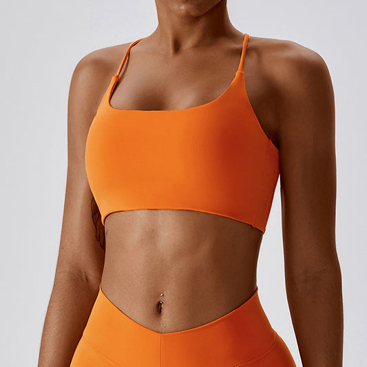 Soutien-gorge de sport croisé dos 3/4 uni